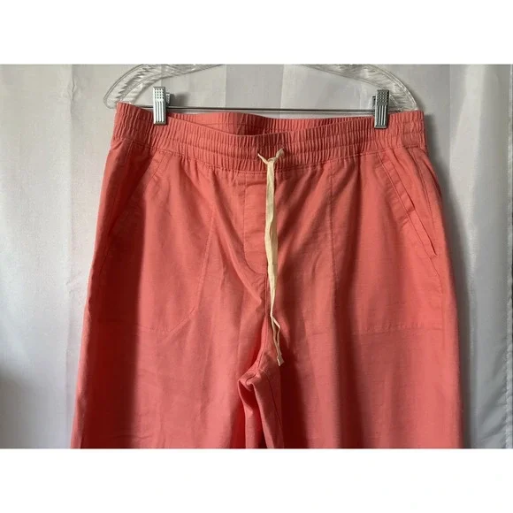Talbots‎ Cropped Pants Womens L Size Coral Drawstring Waist Cuffed EUC - Picture 2 of 8